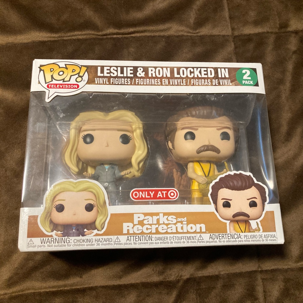 Parks and Recreation Leslie and Ron locked in vinyl figures, target exclusive
